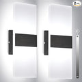TRLIFE Dimmable Wall Sconces, Modern Wall Sconces Set of 2 Hardwired Wall Mounted Lights 12W 6000K Cool White LED Wall Sconce Lighting for Bedroom Bedside Living Room Bathroom Stairway(2 Pack, Black)