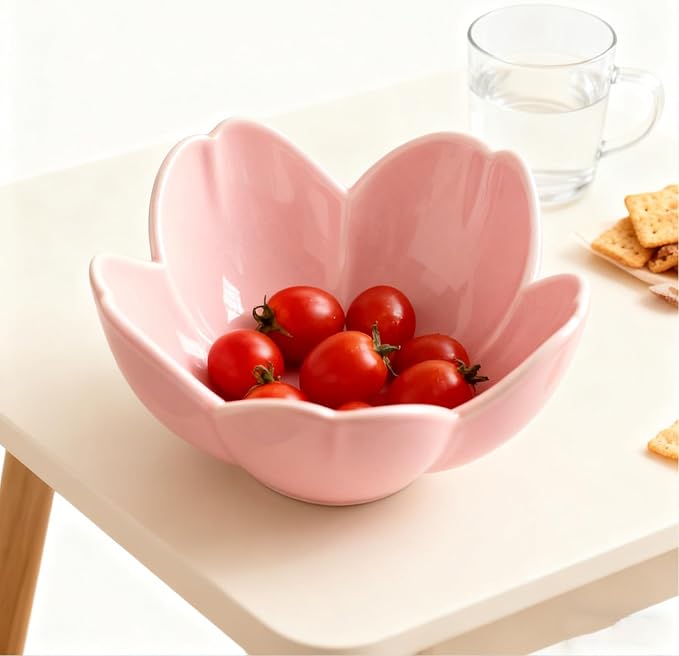 Pink Flower Ring Dish Jewelry Tray, Ceramic Jewelry Dish, Cute Small Trinket Tray, Nightstand Bathroom Decor Ring Holder, Jewlery Plate Bowl for Christmas Friendship Birthday Gifts for Women