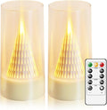 Eebus LED Flameless Candles with Remote - Battery Operated,Fake Candles for Home Décor Tapered Glowing Pillar Candle Lights Add a Warm and Romantic Atmosphere Set of 2 (D 3"×H 6" 6") (Ivory)