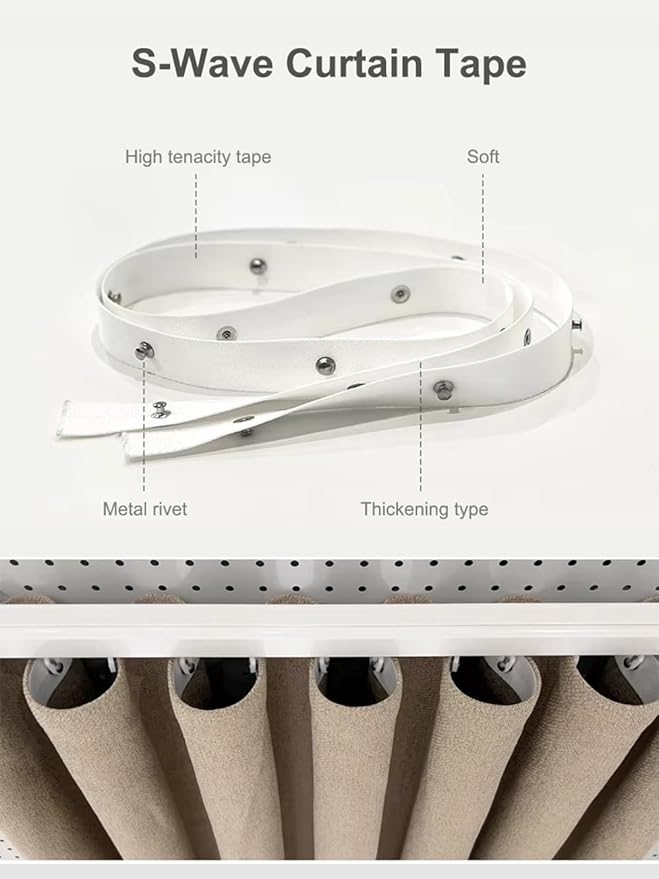 ZigBee 3.0 Smart Curtain Motor with Ripple Fold Track, Mini Silent Electric Drapery System, 1.2N.m App Voice Control Compatible with Alexa & Google Home (4 meters (157.4 inches))