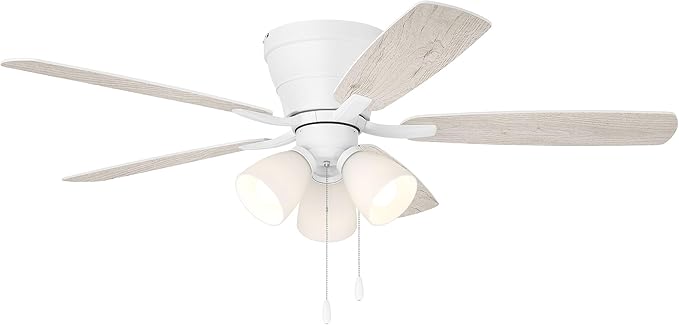 Craftmade 52" Wheeler Indoor Flush Mount 5 Blade White Finish Ceiling Fan with Optional 3-Light Kit