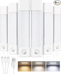 EZVALO 7.8" Rechargeable Motion Sensor Light Indoor, 6-Pack Under Cabinet Lighting, Wireless Closet Lights, 30 LED, Dimmable, 3 Color Temperatures, Step Lights for Kitchen, Pantry, Bedroom, Wardrobe