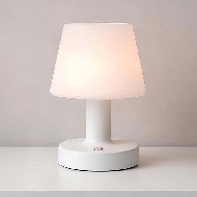 Cordless Table Lamp, Rechargeable Table Lamp, Waterproof Shower Lamp, 5200mAh Small Table Lamps, 3-Color Dimmable Touch Light, Portable Outdoor and indoor table lamp, Bedside night light (White)