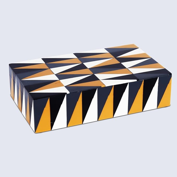 Handicrafts Home Decorative Storage Box with Lid, Decorative Remote Holder Box, Coffee Table Storage Box for Living Room, Console Table & Shelf Decor, Puzzle Guild 10 x 6 x 2.5 (Multicolor Box)