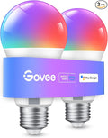 Govee Smart Light Bulbs, WiFi & Bluetooth Color Changing Light Bulbs, Music Sync, 16 Million DIY Colors RGBWW Color Lights Bulb, Work with Alexa, Google Assistant Home App, 800 Lumen, 2 Pack
