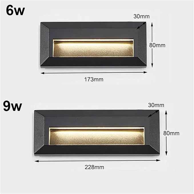 IP65 Surface Mounted Stair Deck Light Foot Light Waterproof Wall Light Indoor and Outdoor Garden Corridor(Cold White 6000K,9W DC12v)
