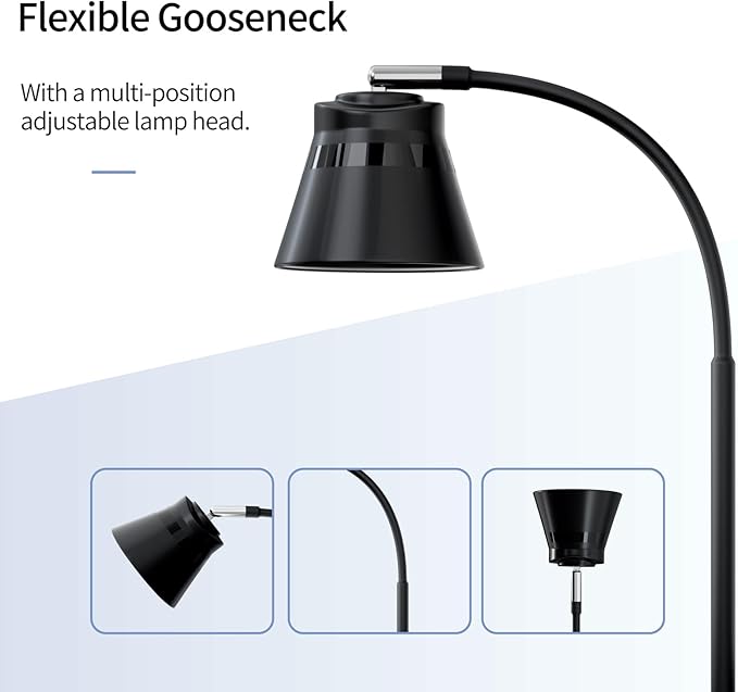 AXX TU08 LED Small Desk Lamp with USB Charging Port, 650 Lumens 3-Color Modes, 5-Touch Dimming, 30/60-Minute Timer, 18-Inch Black Table Light for Reading, Home Office, College Dorm Room Accessories