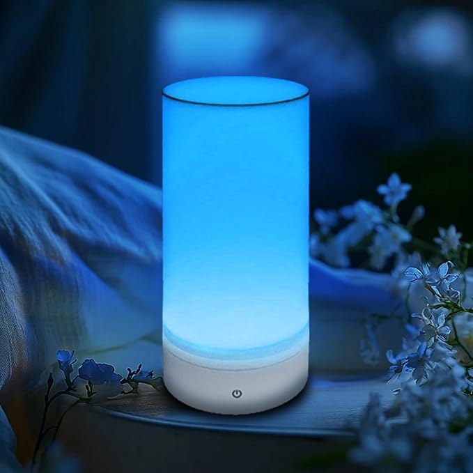 Colorful Life Rechargeable Night Light for Kids & Adults – Touch Sensor Bedside Lamp, Soft RGB & White Light, USB Charging, Dimmable Ambient Light for Bedroom, Hallway (White+Colorful, USB Charging)