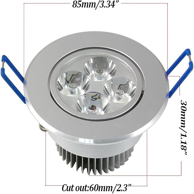 POCKETMAN 10 Pack, 110V 4W Dimmable LED Ceiling Light Downlight,Warm White Spotlight Lamp Recessed Lighting Fixture,with LED Driver