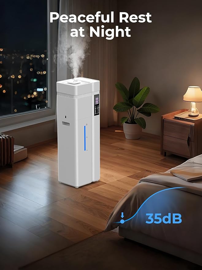 13L/3.43Gal Humidifier Large Room, 800ft² Coverage, 100H Runtime, Auto Humidity Control, Top Fill, Humidifiers for Bedroom, 35dB Quiet, Sleep Mode, Aroma Diffuser, 24H Timer, Auto Shut-off Protection