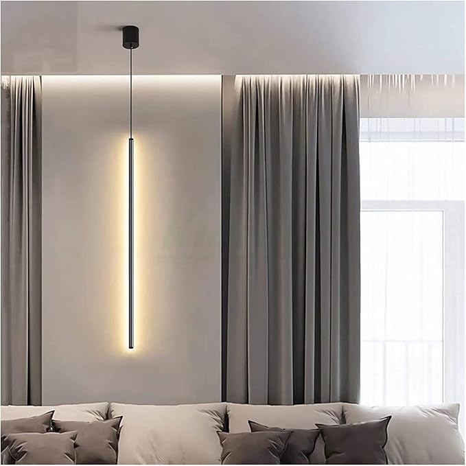 Modern Chandelier Geometry Line Strip Hanging Light, Led Chandelier, Living Room TV Wall Decor LED Pendant Lamps, Ceiling Lights Fixtures for Kitchen, Bedroom, Study Room(White Lig