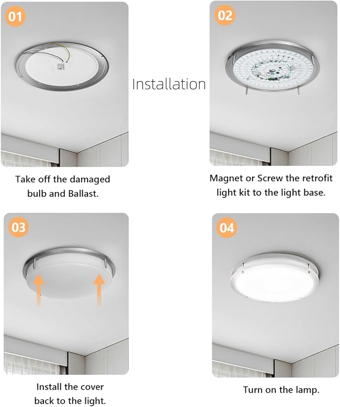 Smart Ceiling Light Replacement Kit, RGB LED Ceiling Fan Light Retrofit Kit, 1200LM, DIY Color, Compatible with Alexa, 2700K-6500K for Bedroom, Living Room, 5.5 Inch, 120V, ETL