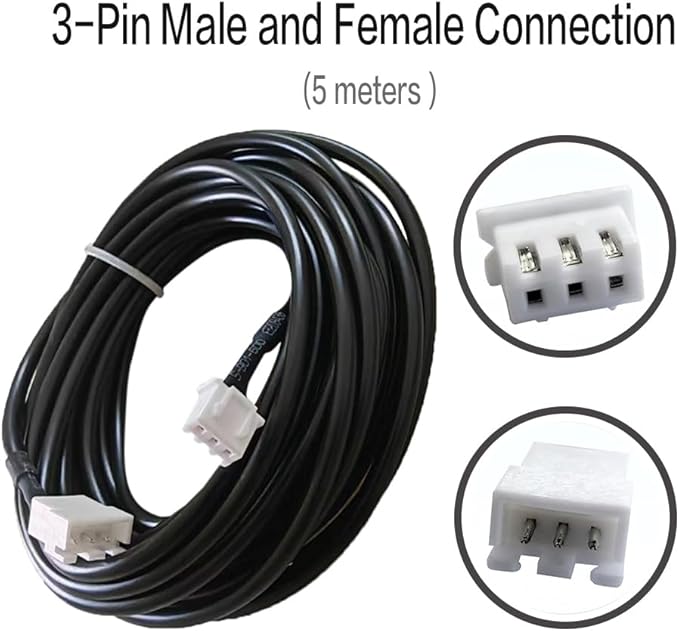 WiFi Temperature and Humidity Sensor Extension Cable for Tuya WiFi Smart Temperature & Humidity Sensor Controller | 5m 16.4 ft 3-Pin Male and Female Connection Wire |Patch Wire