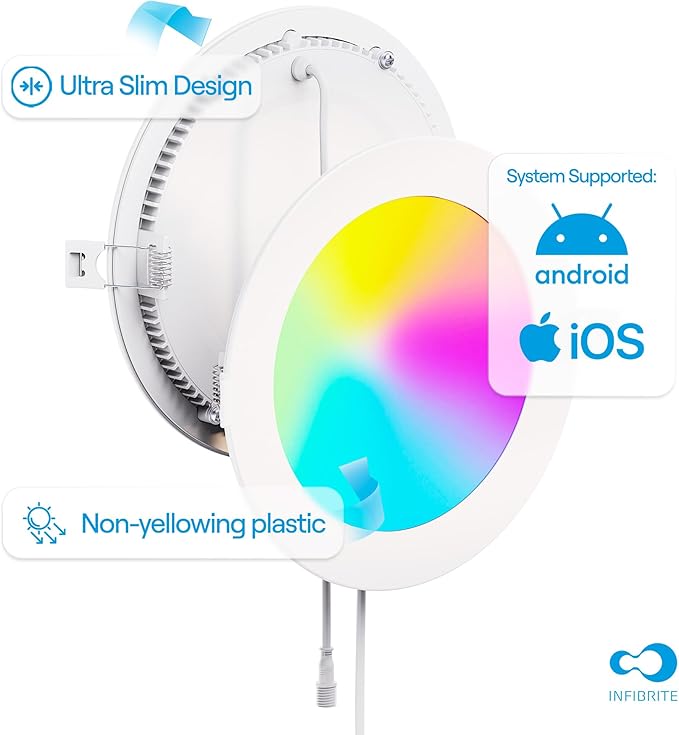 INFIBRITE 6 Inch WiFi Smart 12W 1100LM LED Recessed Ceiling Light, Dimmable, Alexa/Google, Wet Rated