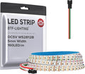 BTF-LIGHTING WS2812B IC RGB 5mm Ultra Narrow LED Strip 2020SMD DC5V Individually Addressable 6.4FT 160Pixels/m 320LED Dream Color Tape Light for Home DIY Decoration IP30 (No Adapter or Controller)