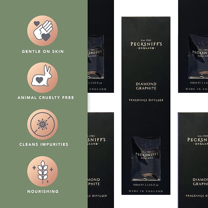 Pecksniff's Jewel 100 ml/3.38 Fl Oz Luxury Diffuser | Diamond & Graphite Scent | Elegant Home Décor | Long-Lasting Fragrance | Crafted in England