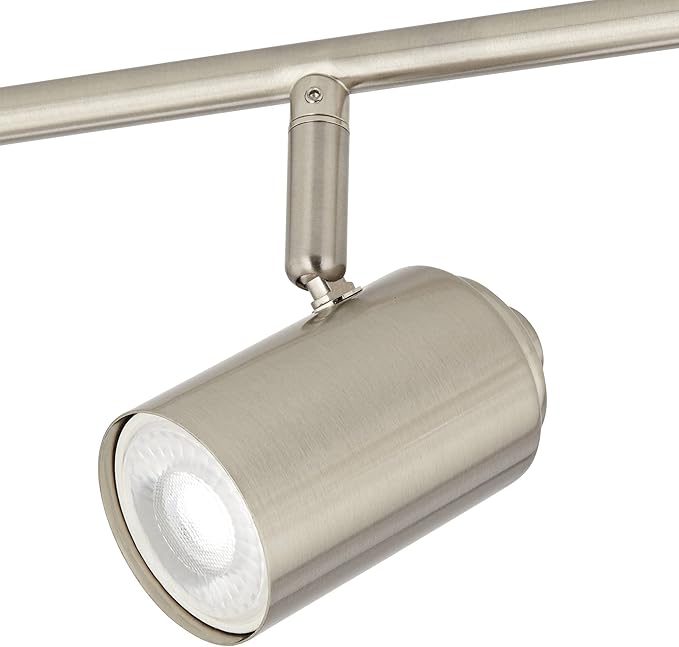 Pro Track Vester 4-Head LED Wall or Ceiling Track Light Fixture Kit Spot-Light GU10 Dimmable Directional Silver Brushed Nickel Finish Modern Kitchen Bathroom Living Room Dining Hallway 40" Wide