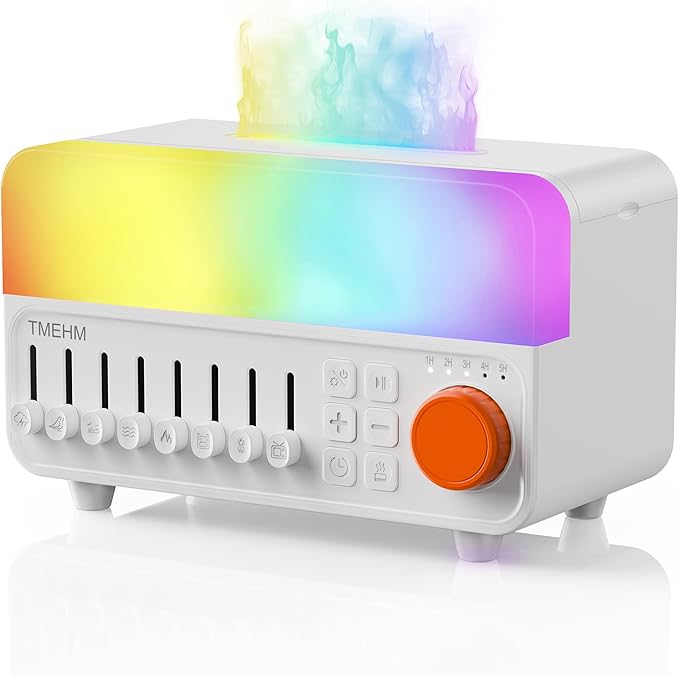 4-in-1 Sleep Sound Machine with White Noise & 8 Nature Sounds, Bluetooth Speaker, Night Light & Aroma Diffuser with Timer for Baby, Kids and Adults (White)