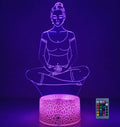 Creative 3D Yoga Meditation Night Light 16 Colors Changing USB Powered Remote Control Touch Switch Decor Lamp Optical Illusion LED Table Desk Lamp