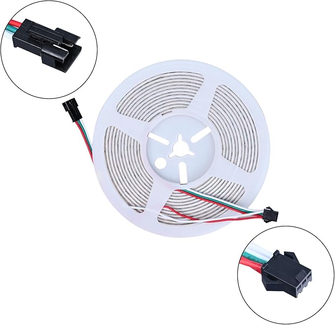 TOPAI 5mm Ultra Thin WS2812B COB LED Strip 16.4ft DC5V Smart IC RGB Individual Addressable Dream Color 160LED/M Flexible Light Tape for Gaming Room/Home Theater