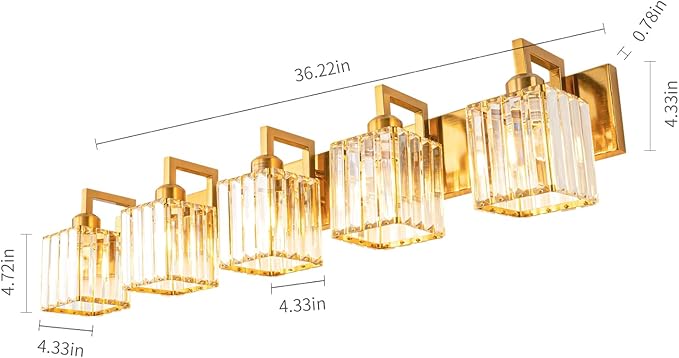 19.5" KnurledBrassWallSconcesSetof2,BronzeBathroomVanityLightFixtureswithWaterRipplesGlassTube,ModernLampforBedroom,LivingRoom,Hallway,Staise,Mirror,Kitchen
