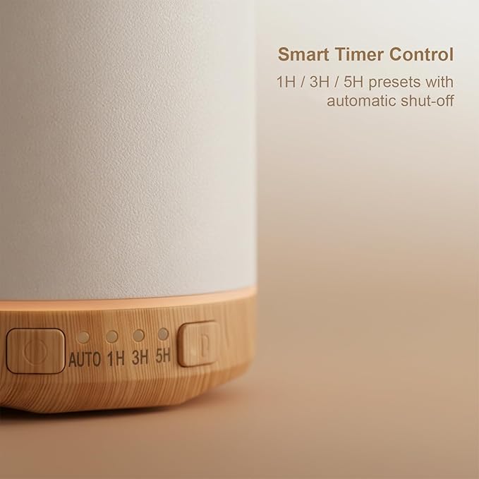 Ceramic Essential Oil Diffuser, 250ml Aromatherapy Humidifier & 7 Color-Changing Night Light with Auto Shut-Off, 1H/3H/5H Timer Ultrasonic Cool Mist Quiet Operation for Home, Office, Yoga