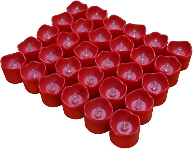 Topstone Red Remote Control Flameless Tealight Candles,CR2450 Battery Powered Votive Candles with Timer,Electric Fake Candle for Home, Christmas Decoration,Pack of 12
