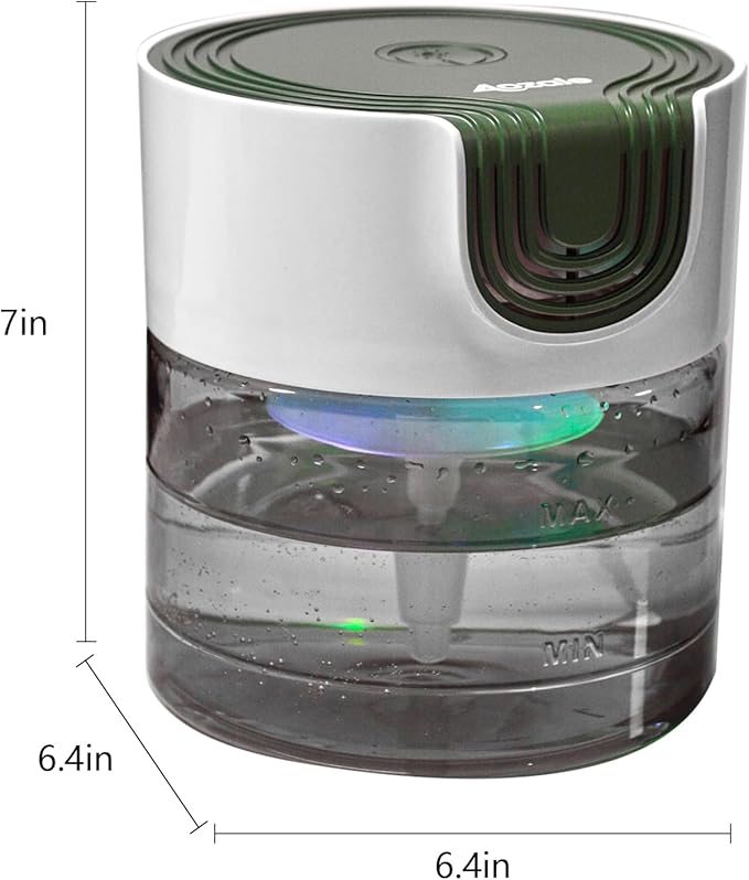 Aozale Water Air Purifier for Home, Water-Based Air Cleaner & Humidifier, Aroma Diffuser, Removes Pet Odors & Smoke, White Noise, 7-Color LED Light