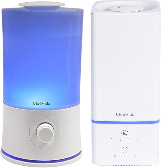 BlueHills Premium Set of Two Large 2000 ML and 2200 ML XL Essential Oil Diffusers Humidifier Combo for Large Room Home with Décor LED Lights Great Gift – Value Pack of White.