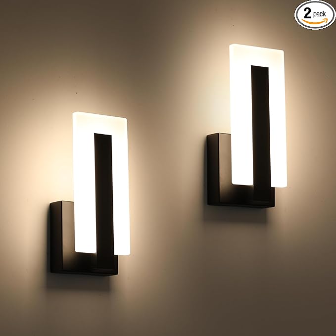 Modern Wall Sconces Set of Two, Led Wall Light 7w, Warm White Beside Light Hardwired Acrylic Wall Light Lighting, Suitable for Living Room Corridor Bedside (Warm White 3000K 2Pack)