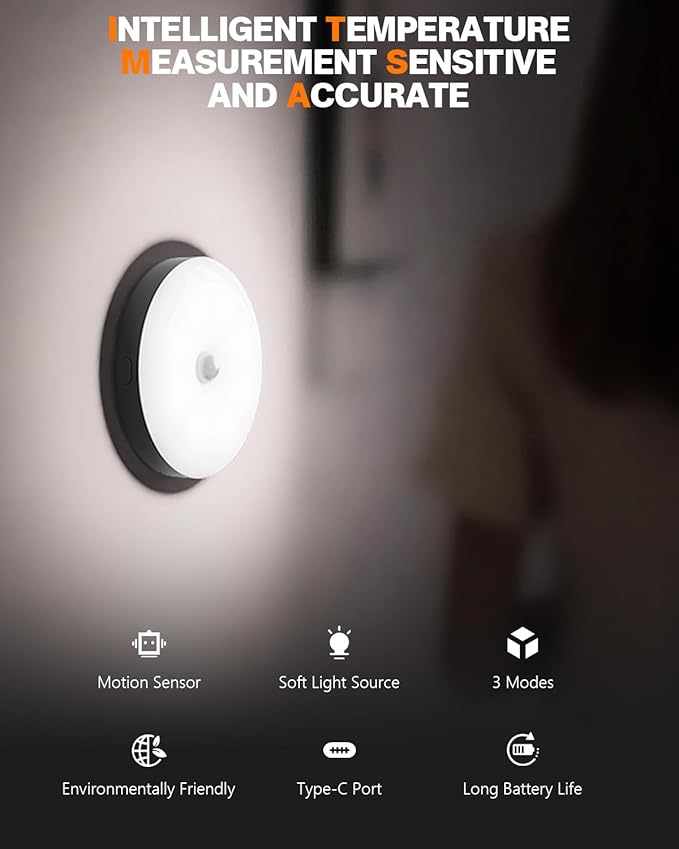 Motion Sensor Night Light Rechargeable, Magnetic Puck Lights, 3 Modes & Dimmable, Motion Sensor Stair Lights Indoor for Bedroom Bathroom Kitchen Hallway Cruise (White Light)