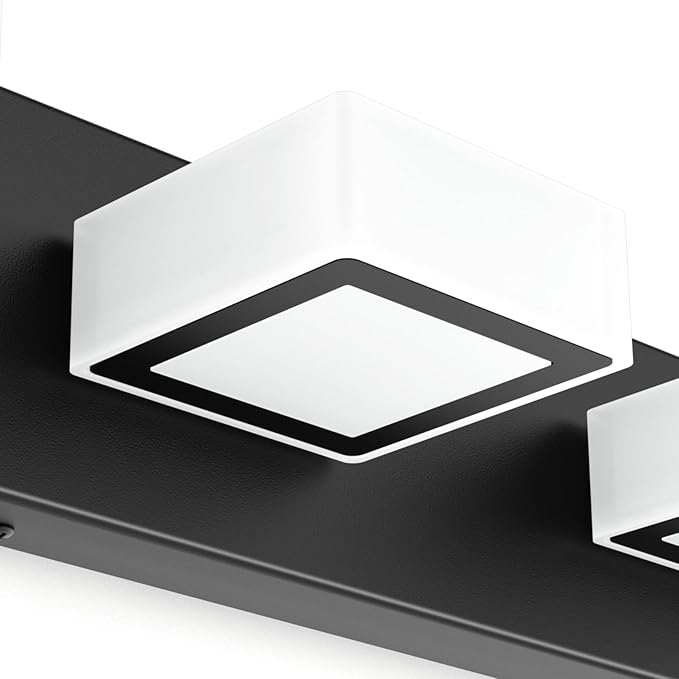 Ralbay Black Bathroom Vanity Lights 48inch Metal Acrylic LED Modern Bathroom Wall Lighting Fixtures Matte Black (White Light 6000K, Non-dimmable)