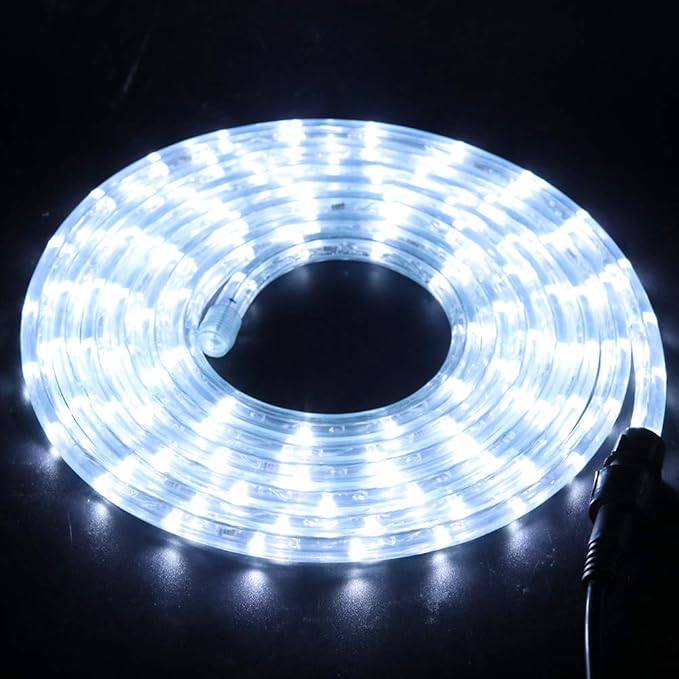 7/16" Rope Lights, 9.9ft 2-Wire Waterproof LED Rope Light Kit, 110V-120V PVC 30 LED/M Tube Lights Strip for Background, Outdoor, Christmas, Home Decoration(White)