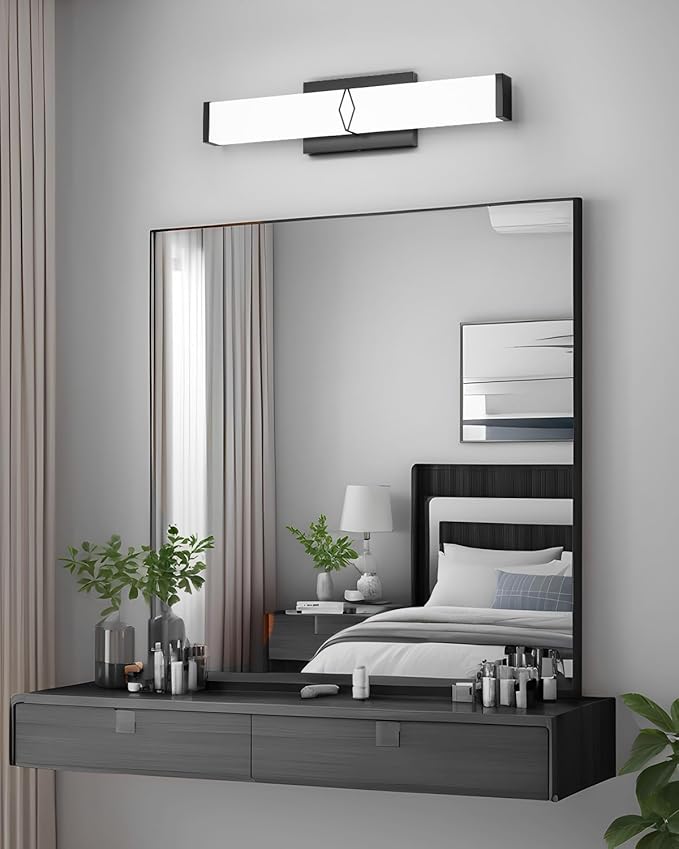 Bathroom Light Fixtures,Modern Bathroom Vanity Light,24.6inch Dimmable 25W 2700lm Black LED Vanity Lights Bar Over Mirror,5700K LED Lighting Fixture,ETL Certified