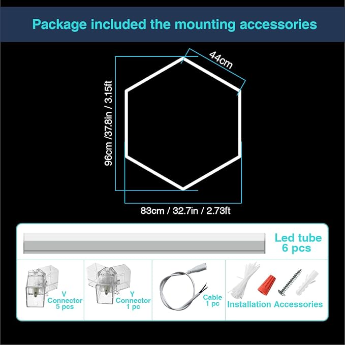 Hexagon LED Lights: 3 Colors 3000K 4000k 6500K 6 Pack 1 Honeycomb Hexagon Garage Lights Super Bright Car Detailing Ceiling LED Shop Light for Warehouse Workshop Gym Basement