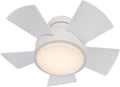 Modern Forms Vox Indoor and Outdoor 5-Blade Smart Flush Mount Ceiling Fan 26in Matte White with 3000K LED Light Kit and Remote Control, (FH-W1802-26L-MW)