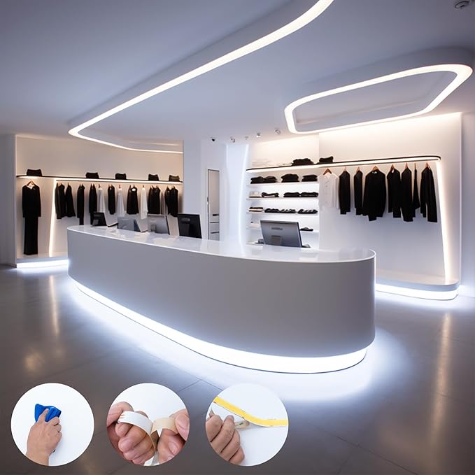 24V 15MM Wide COB LED Strip Light 32.8ft (2 Rolls of 16.4ft), 6000K Cool White Super Bright 25W/M 2750LM/M CRI 92 LED Tape Lights with Power Supply for Living Room Commercial