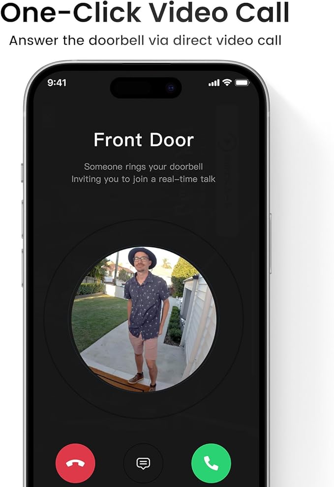 aosu Doorbell Camera Wireless- Head-to-Toe View, 2.4GHz WiFi Video Doorbell with Chime, Support Local Storage,Smart Human Detection, Works with Alexa &Google Assistant