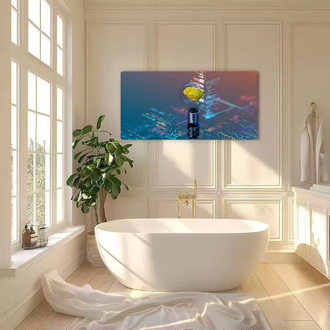 Wibinuki Wall Art Wall Decor Wall Paintings Artificial Intelligence, innovions and new technology. brain inside for Living Room Bedroom Bathroom Home Decor Can Be Hung Directly 20"x 40"
