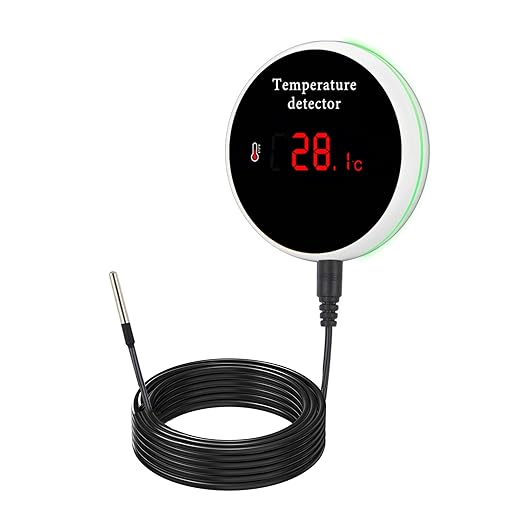 PHOVOLT WiFi Refrigerator Thermometer: Digital Fridge Thermometer, LCD Display,App Notification, Remote App Monitor for Pool, Hot Tub, Fish Tank (Temperature)