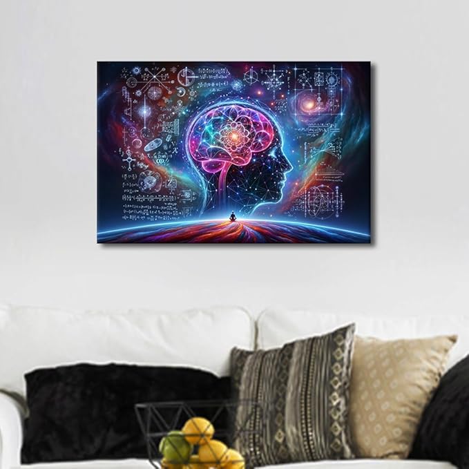 TUMOVO Canvas Wall Art AI Print Artwork Canvas Bedroom Wall Decor Modern Technology Art Work Robot Brain Wall Art for Living Room Office Artificial Intelligence Pictures for House 16" Wx24 Hx1 Panel