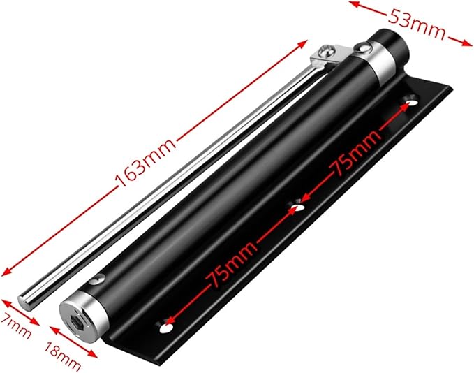 50KG Adjustable Door Closer Aluminum Alloy Automatic Spring Soft Close Fire-Proof Heavy Duty Hardware Automatic Door Closer/2(Black)