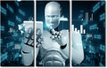Banquet Art Prints for Wall Decor 3 Pieces Framed Wall Art AI Intelligence Modern Artwork for Home Walls Robot Canvas Prints Room Wall Decor Framed Ready to Hang Posters, 60" Wx40 H