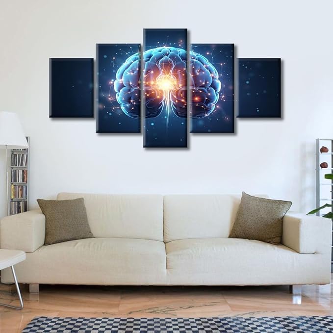 Brain Nervous System Wall Art Canvas Abstract Human Brain Wall Painting for Bedroom Wall Art for Living Room Contemporary Modern Home Office Posters Framed Wall Art (60" Wx32 H)