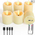 Rechargeable Tea Lights with Timer Control,1.5”×2”Electric LED Candles Flickering Warm White for Valentine, Wedding Decor,Home Decoration(6pcs)