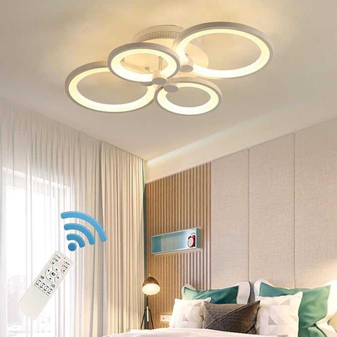 Ganeed Dimmable Modern Ceiling Light,Metal Acrylic LED Flush Mount Ceiling Light Fixtures,56W LED Chandelier Light Fixture for Living Room Kitchen Bedroom Dinner Room,3000-6500K