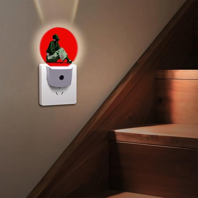 Plug in Night Light with LED & Smart Light Sensor, Striped Dialogue Auto-On/Off Night Lights Plug Into Wall for Bedroom, Bathroom, Hallway, Stairway