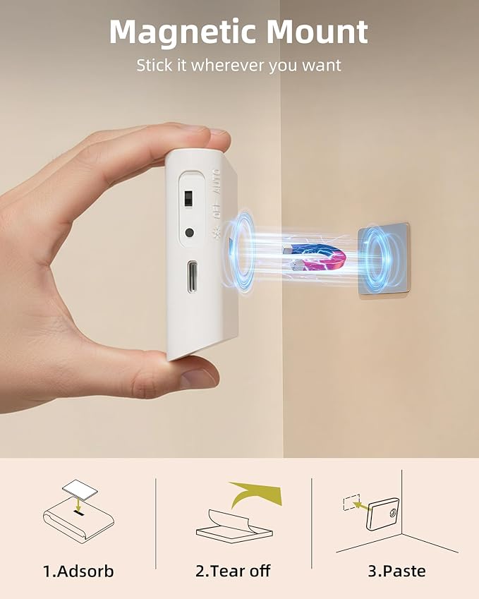 EZVALO Motion Sensor Light Indoor, 1500mAh Rechargeable Stair Lights, Magnetic & Dimmable, 3000K Soft White, Wireless Night Lights for Hallway, Stairway, Bathroom, 8 Pack with Charging Station