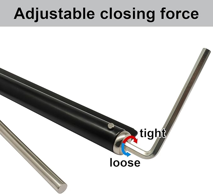 Automatic Door Closer, 150° Opening Angle Spring Self Closing Hinges Stainless Steel Soft Close Auto, Adjustable Catch Speed Latches for Commercial and Residential, Black