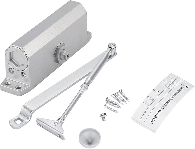 Yctze Adjustable Heavy Duty 45-75Kg Fire Rated Automatic Door Closer, Overhead Door Opener Hardware with Spring Buffer for Left and Right Hand Doors